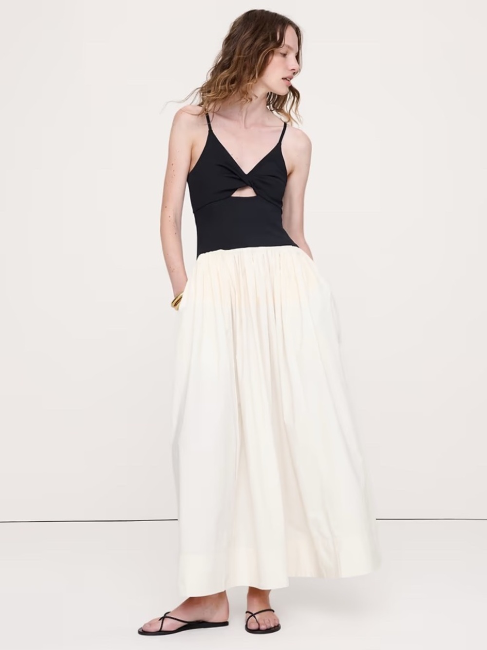 BANANA REPUBLIC JERSEY + POPLIN TWIST-FRONT MAXI DRESS - NWT!